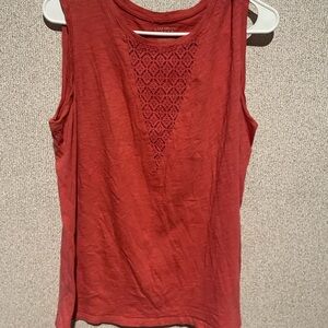 Lane Bryant Red Muscle‎ Tee with Embroidered Panel
